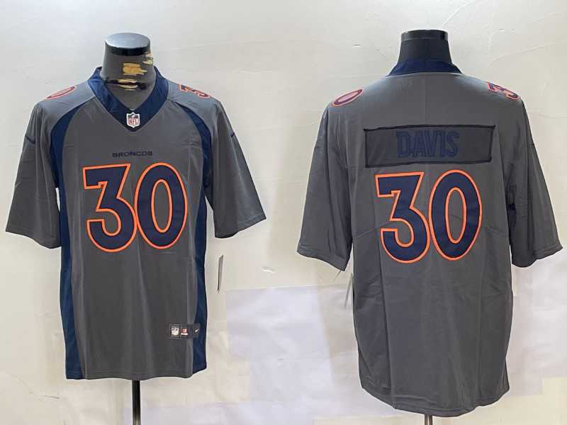 Mens Denver Broncos #30 Terrell Davis Grey 2019 Inverted Legend Stitched Nike Limited Jersey Dzhi